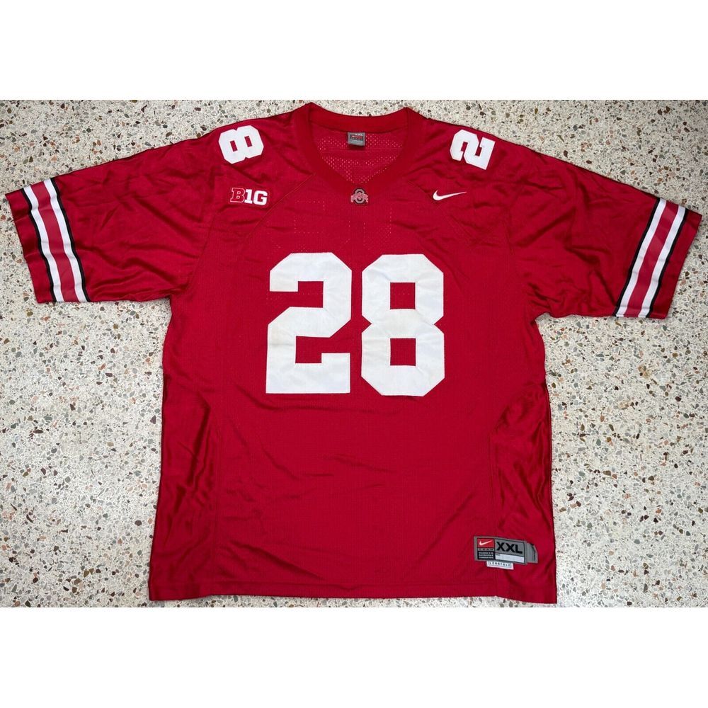 Nike Team Vintage NCAA Ohio‎ State #28 Beanie Wells Football Jersey Size XXL